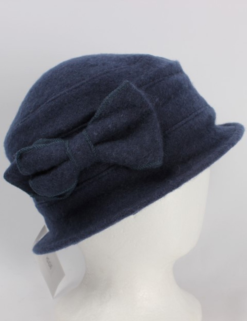 Soft wool felt hat w bow navy Style: HS/4240NVY image 0